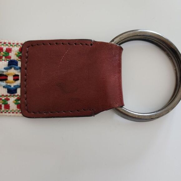 Reversible Belt multicolor embroidered and beige suede womens size S/M Boho - Picture 7 of 8